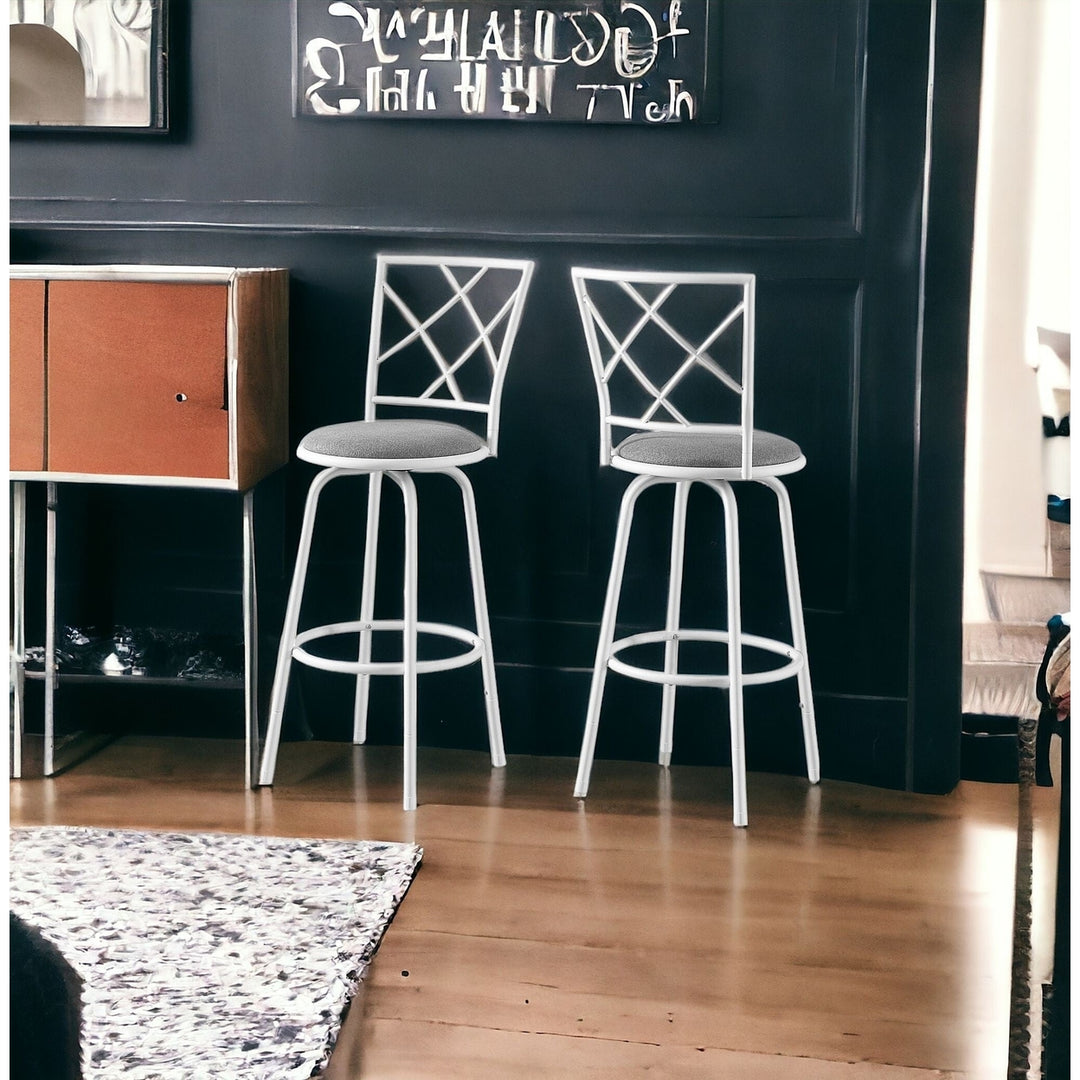 Set of Two 28 " Gray And White Metal Bar Chairs Image 9