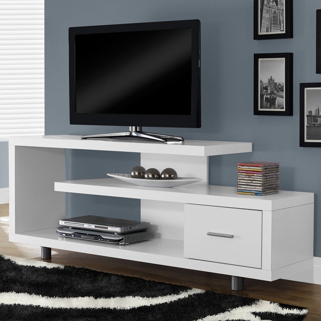 White Modern TV Stand - Fits up to 60-inch Flat Screen TV Image 2