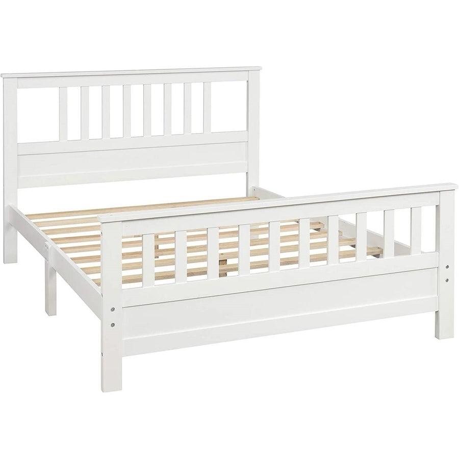 White Pine Wood Slatted Platform Headboard Footboard Full Size Bed Image 1