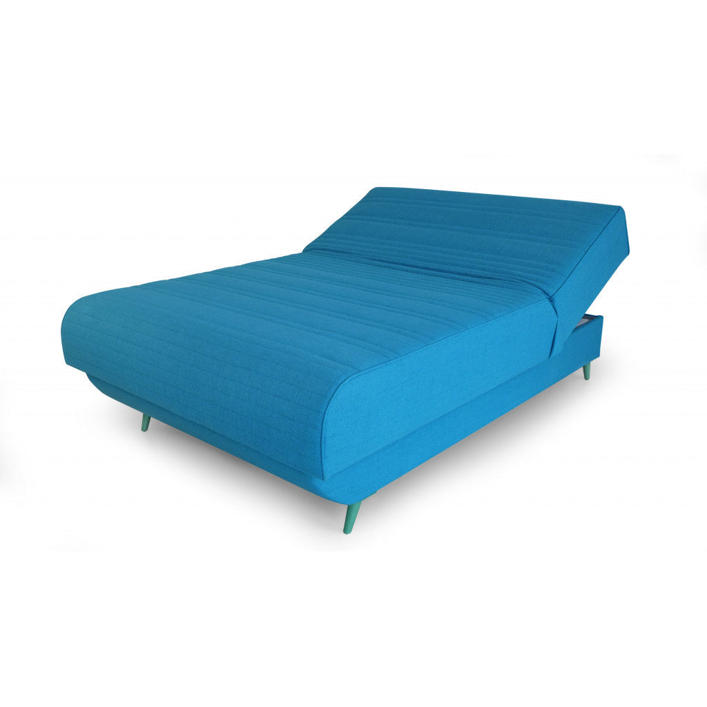 Turquoise Full Adjustable Upholstered Polyester No Bed Frame with Mattress Image 2