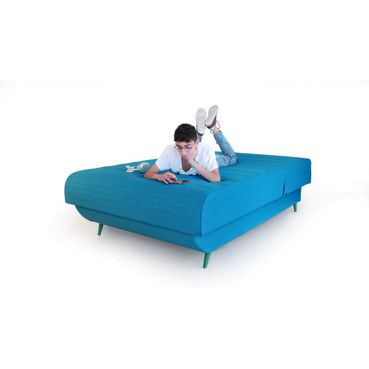 Turquoise Full Adjustable Upholstered Polyester No Bed Frame with Mattress Image 5