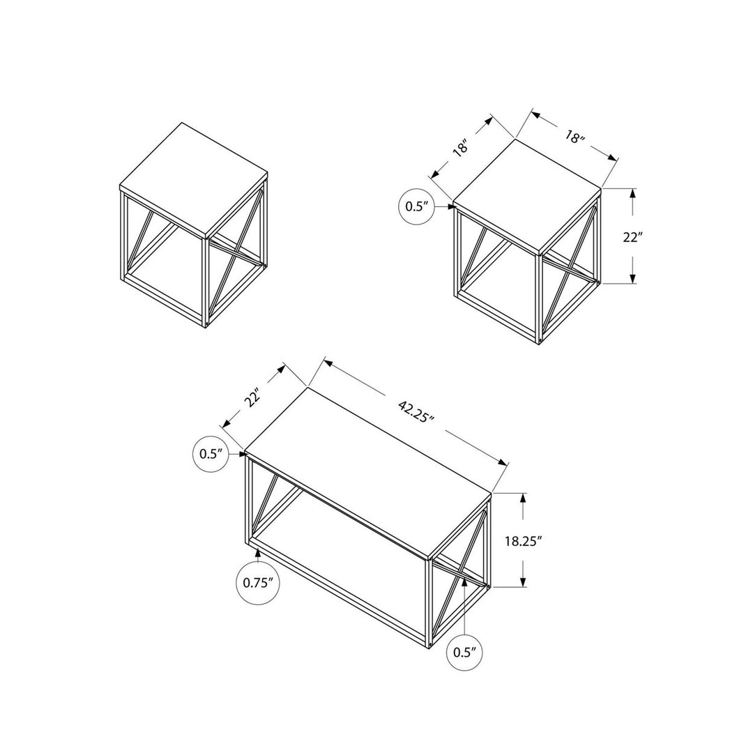 White Silver Metal Table Set - 3Pcs Set Image 5