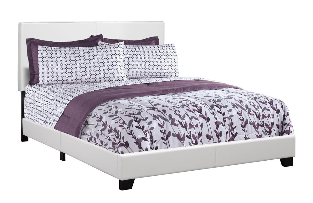 White Standard Bed Upholstered With Headboard Image 2