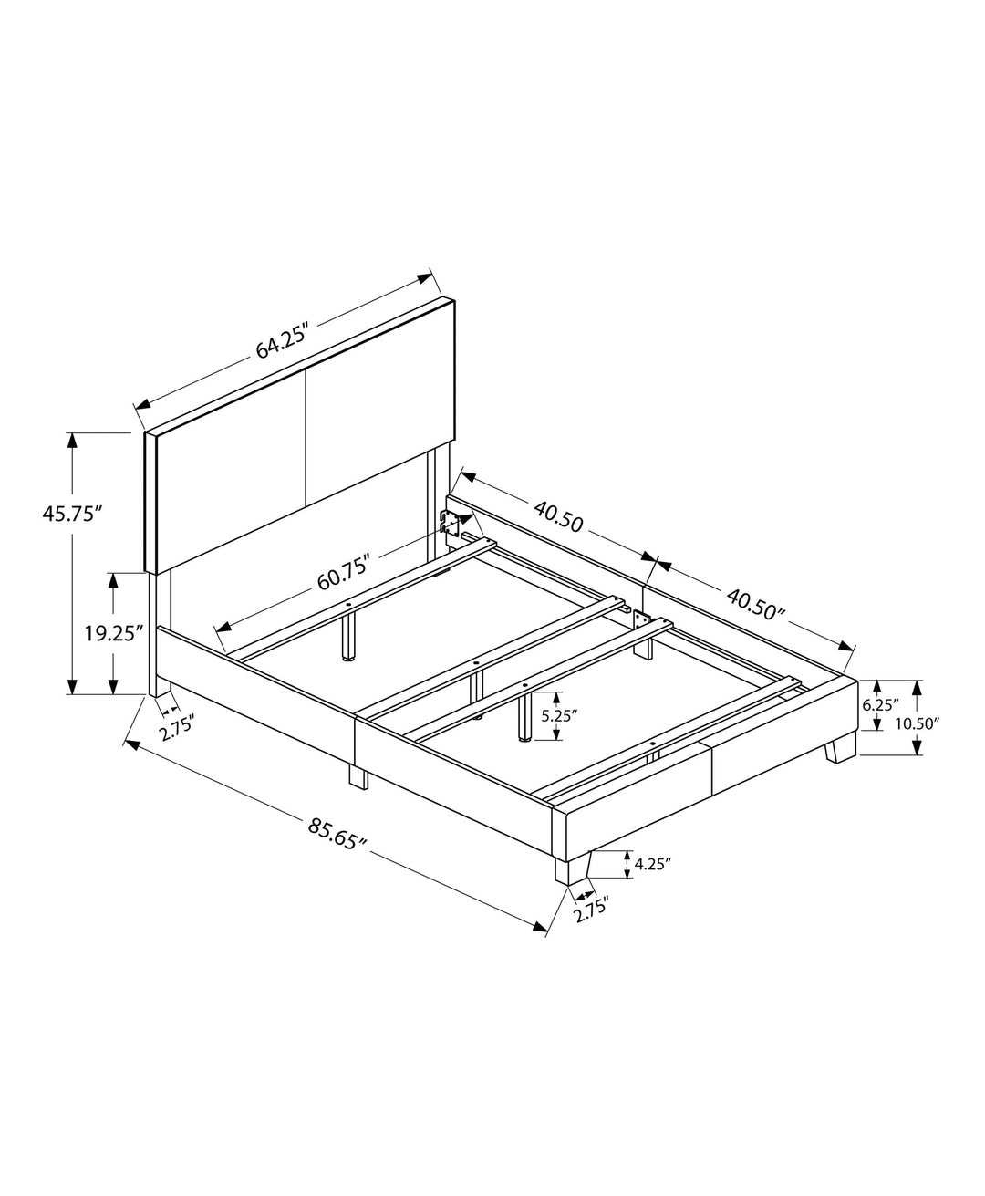 White Standard Bed Upholstered With Headboard Image 4