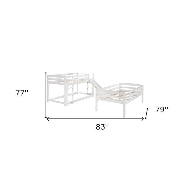 White Triple Bunk Twin Sized Bed with Slide Image 10