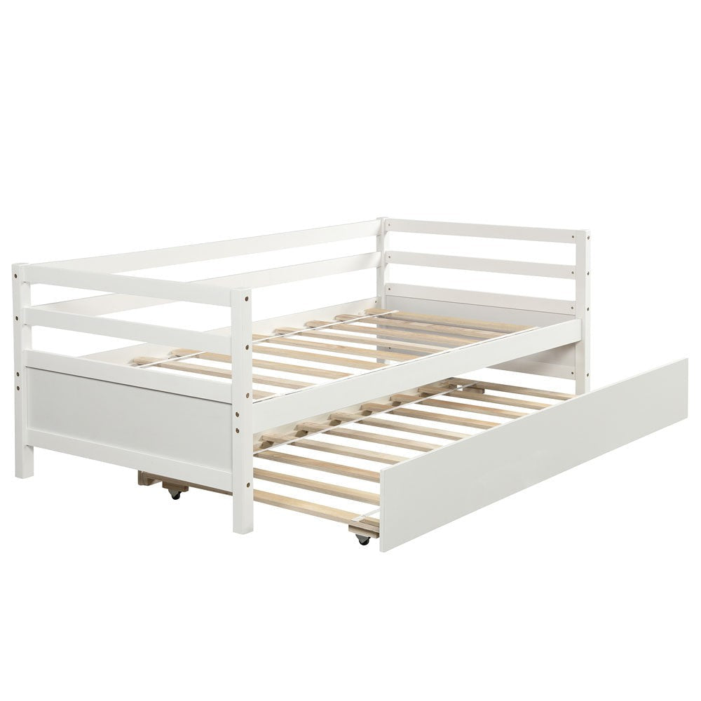 White Twin Bed with Trundle Image 3