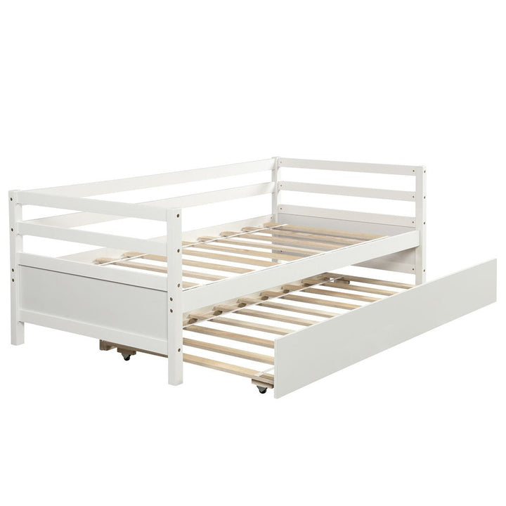 White Twin Bed with Trundle Image 3