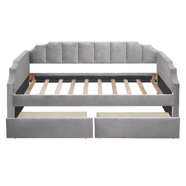 Twin Gray Upholstered Polyester Blend Bed Image 3