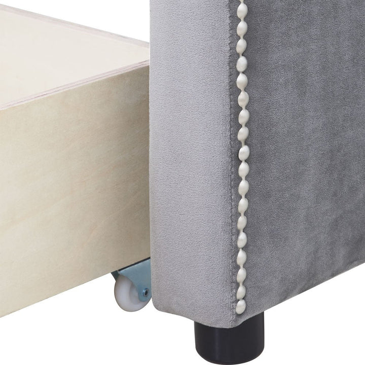 Twin Gray Upholstered Polyester Blend Bed Image 6