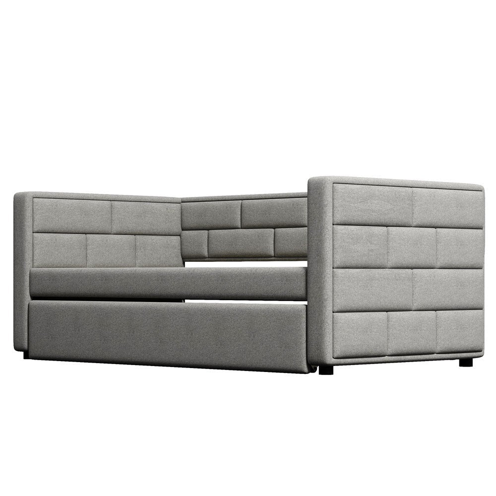 Twin Gray Upholstered Polyester Blend Bed With Trundle Image 5