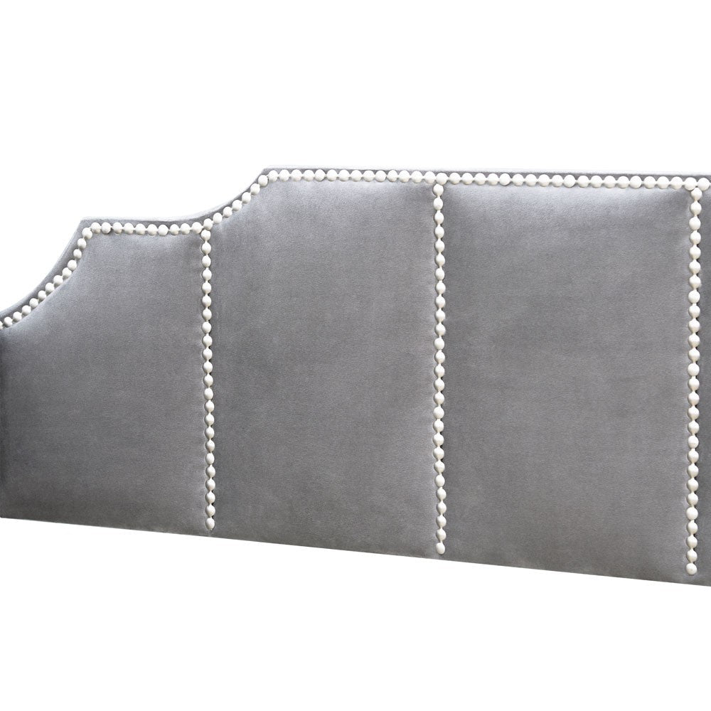 Twin Gray Upholstered Polyester Blend Bed Image 7