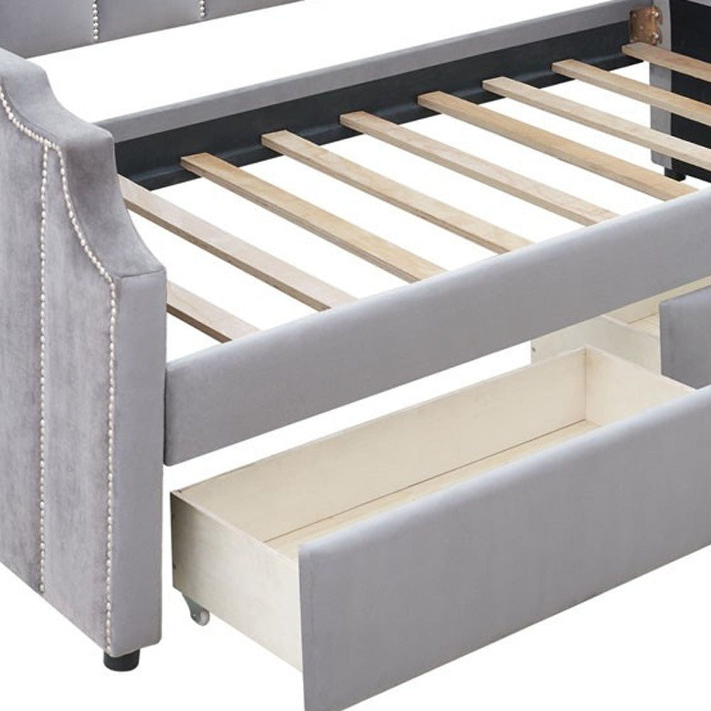 Twin Gray Upholstered Polyester Blend Bed Image 10