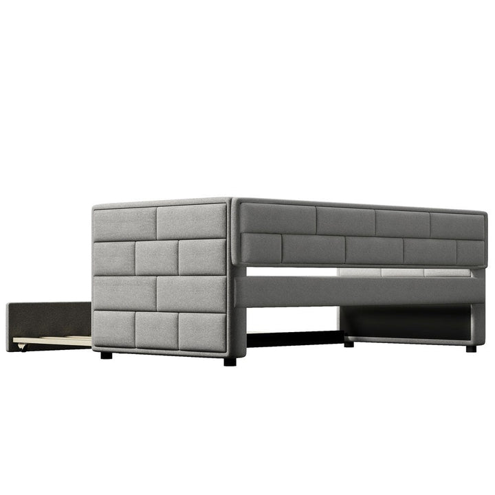 Twin Gray Upholstered Polyester Blend Bed With Trundle Image 7