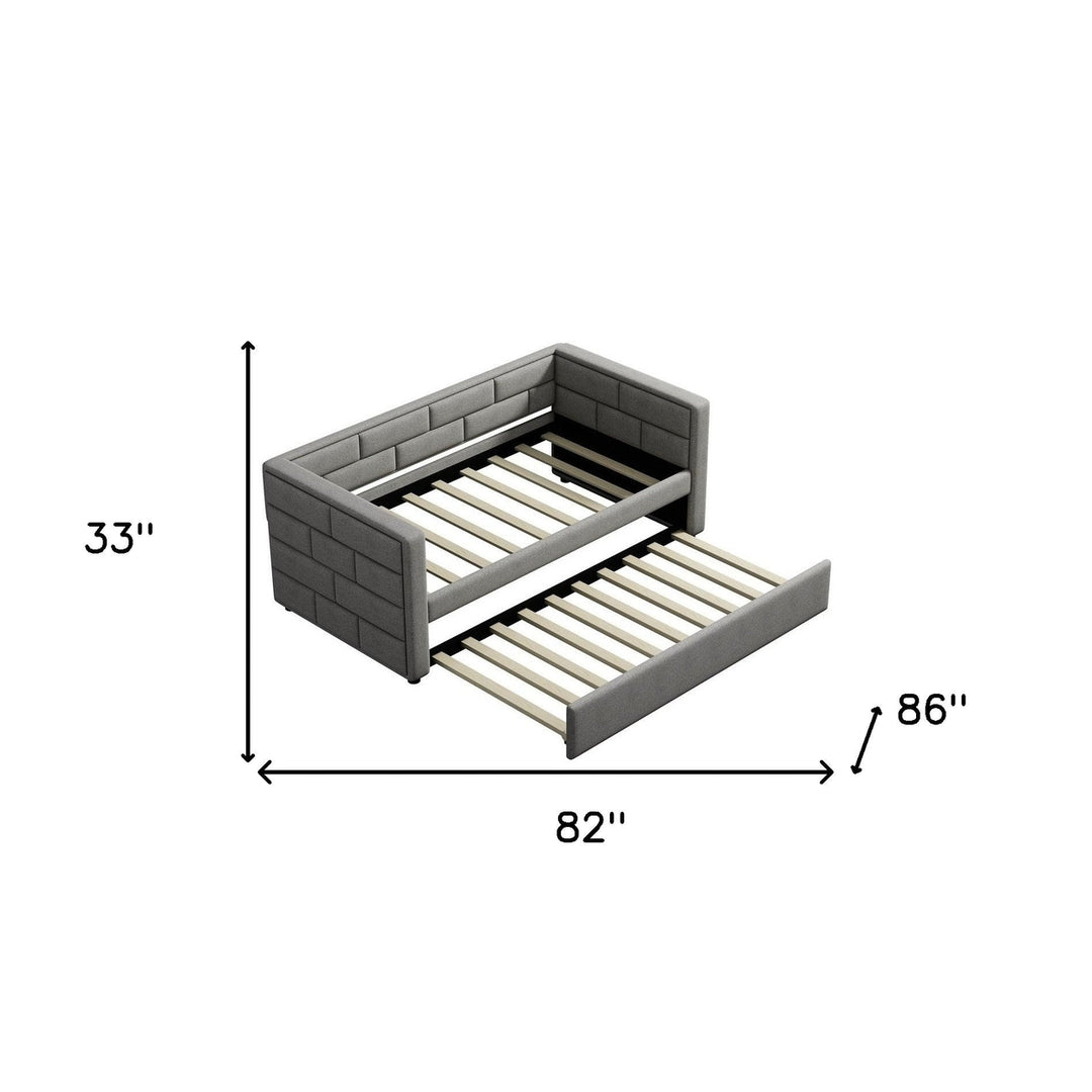 Twin Gray Upholstered Polyester Blend Bed With Trundle Image 8