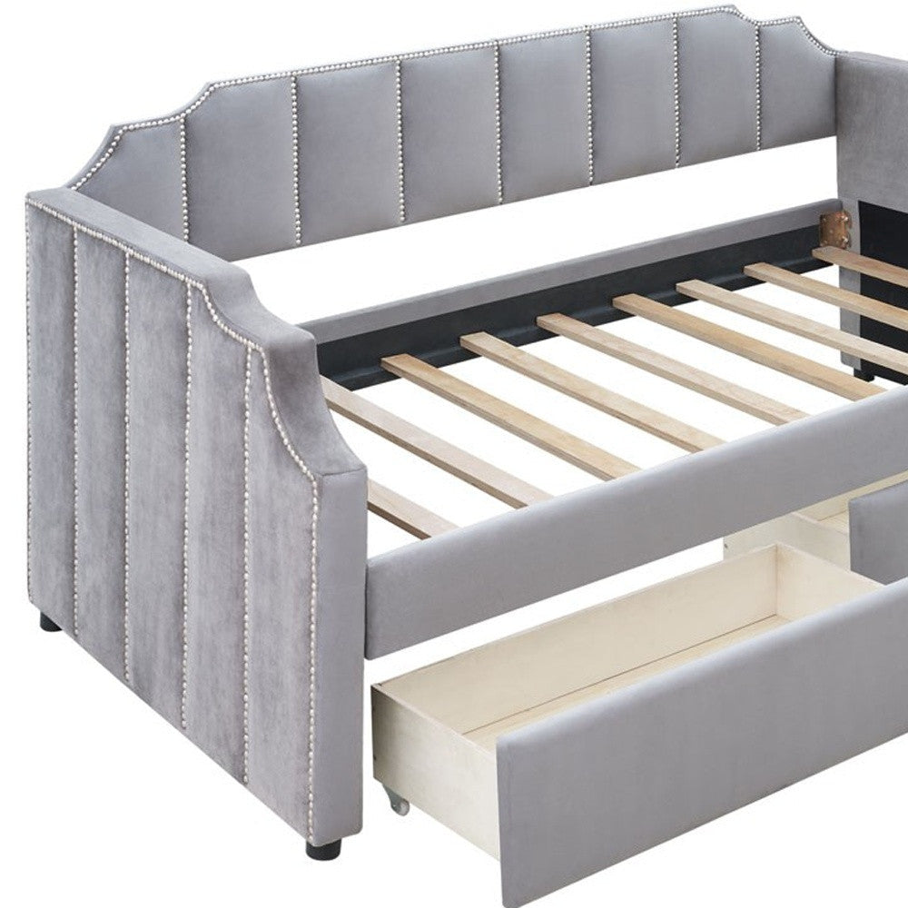 Twin Gray Upholstered Polyester Blend Bed Image 11