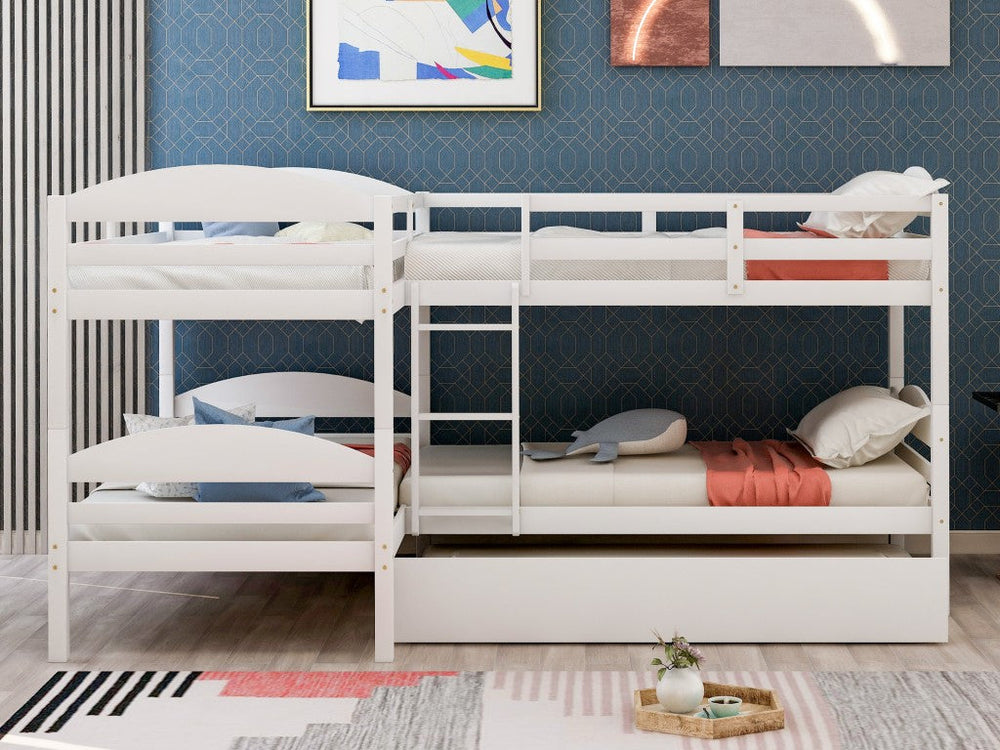 White Twin Contemporary Manufactured Wood and Solid Wood Bunk Bed Image 2