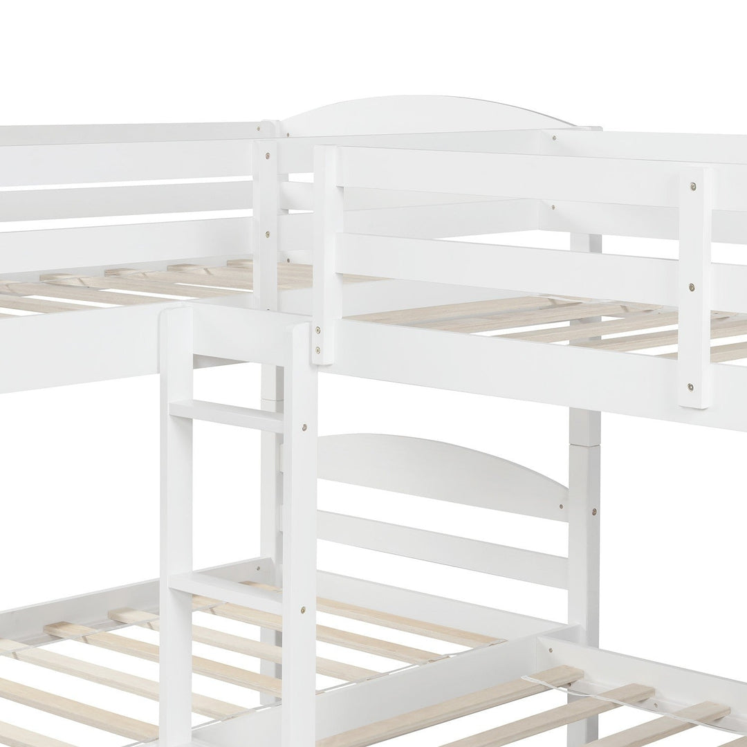 White Twin Contemporary Manufactured Wood and Solid Wood Bunk Bed Image 3