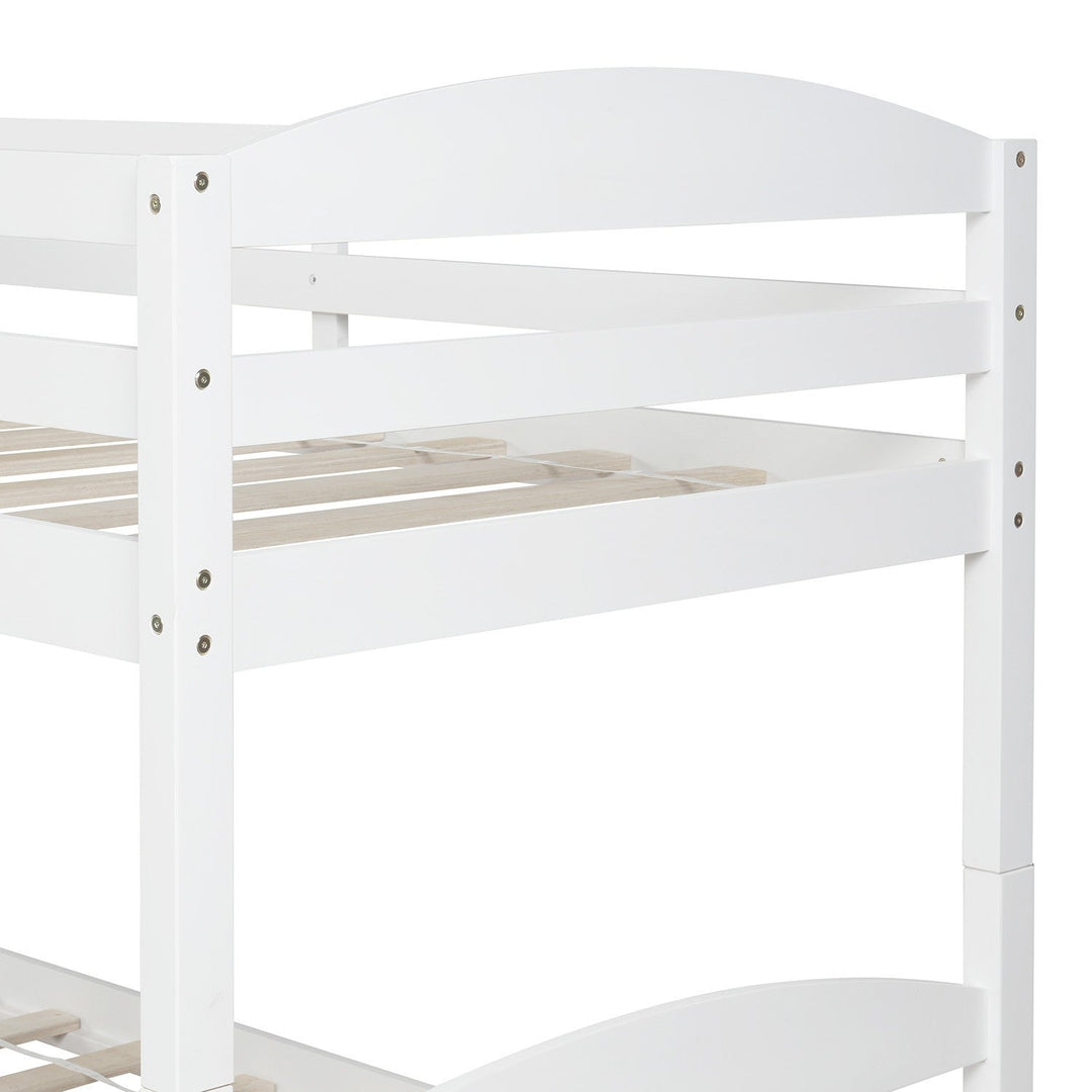 White Twin Contemporary Manufactured Wood and Solid Wood Bunk Bed Image 4