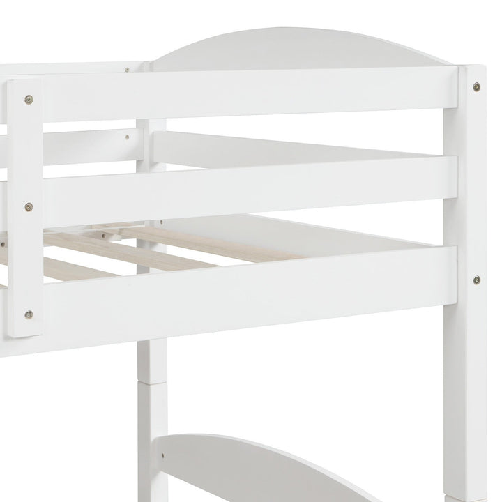 White Twin Contemporary Manufactured Wood and Solid Wood Bunk Bed Image 5