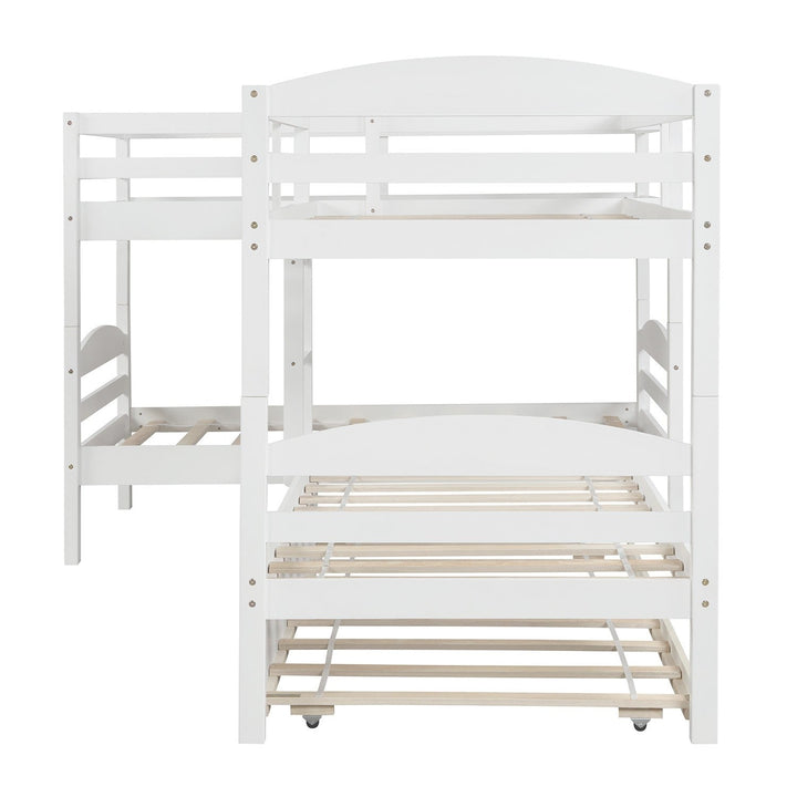 White Twin Contemporary Manufactured Wood and Solid Wood Bunk Bed Image 7