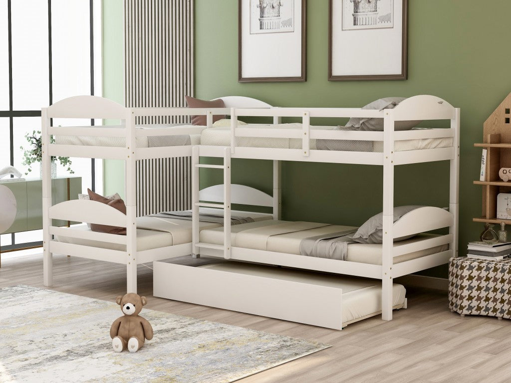 White Twin Contemporary Manufactured Wood and Solid Wood Bunk Bed Image 8