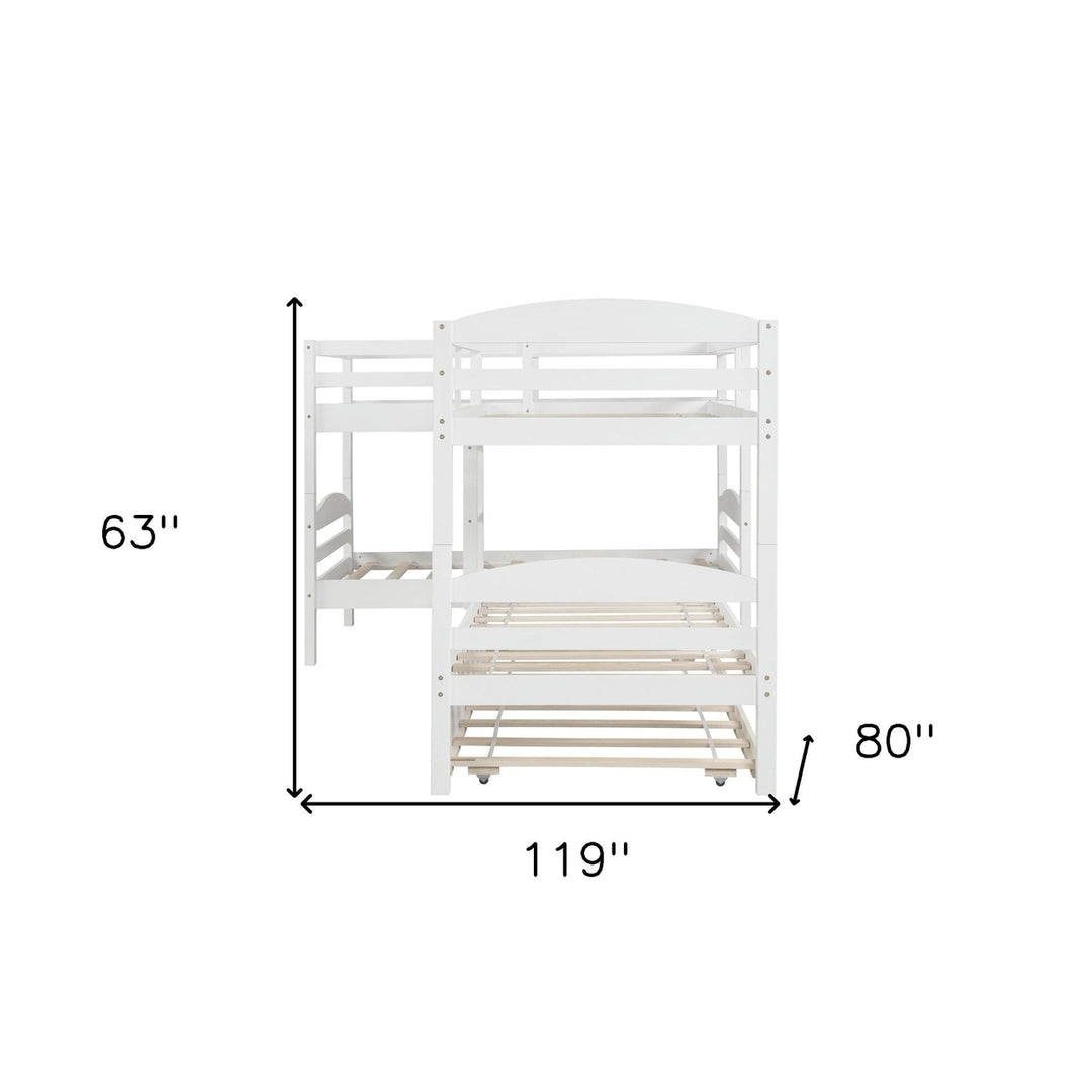 White Twin Contemporary Manufactured Wood and Solid Wood Bunk Bed Image 10