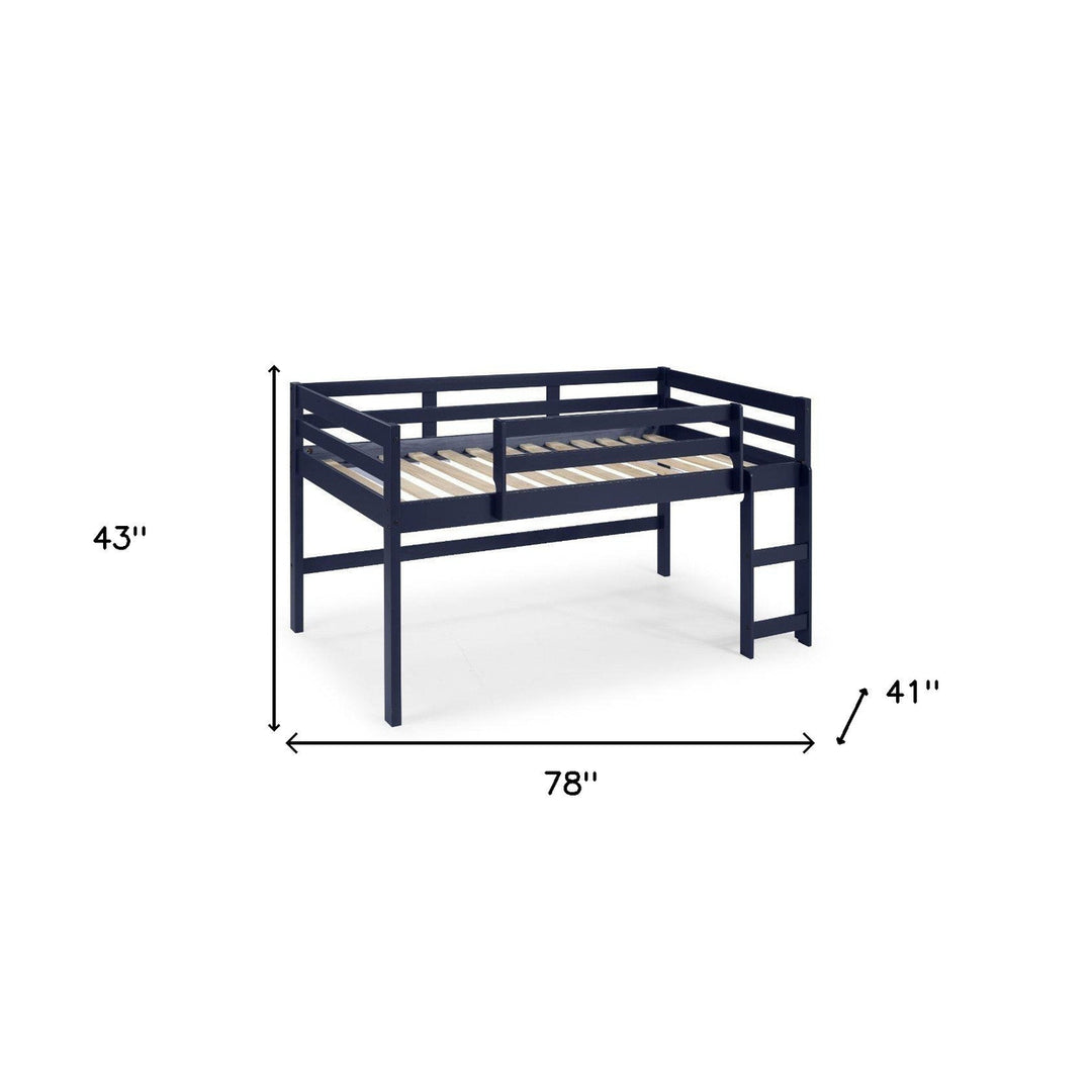 Twin Loft Bed Navy Blue Finish Image 4