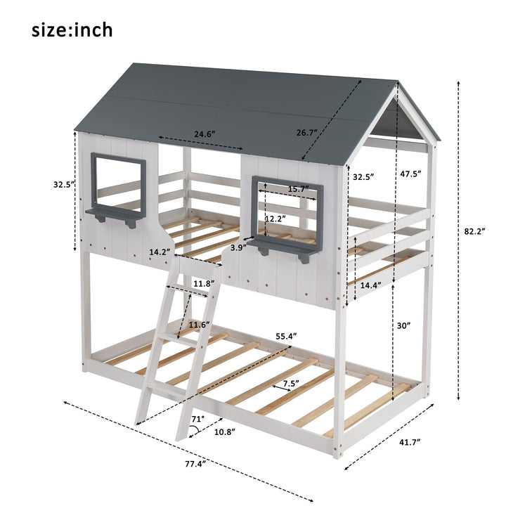 White Twin Over Twin Contemporary Bunk Bed Image 7