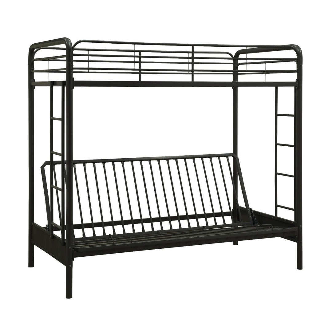 Twin over Full Futon Bunk Bed Sleeper Sofa in Black Metal Image 3