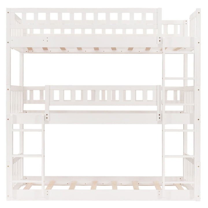 White Twin over Twin over Twin Contemporary Manufactured Wood and Solid Wood Bunk Bed Image 8