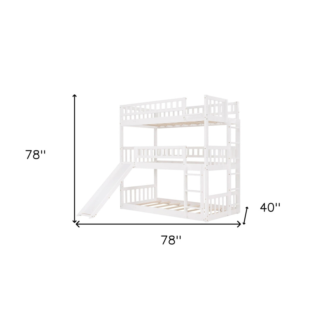 White Twin over Twin over Twin Contemporary Manufactured Wood and Solid Wood Bunk Bed Image 10