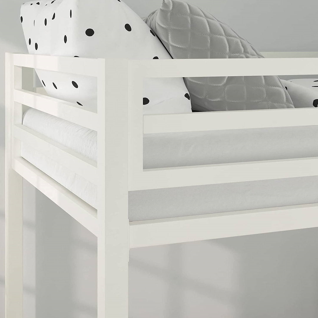 Twin over Full Modern Metal Bunk bed Frame in White with Ladder Image 4