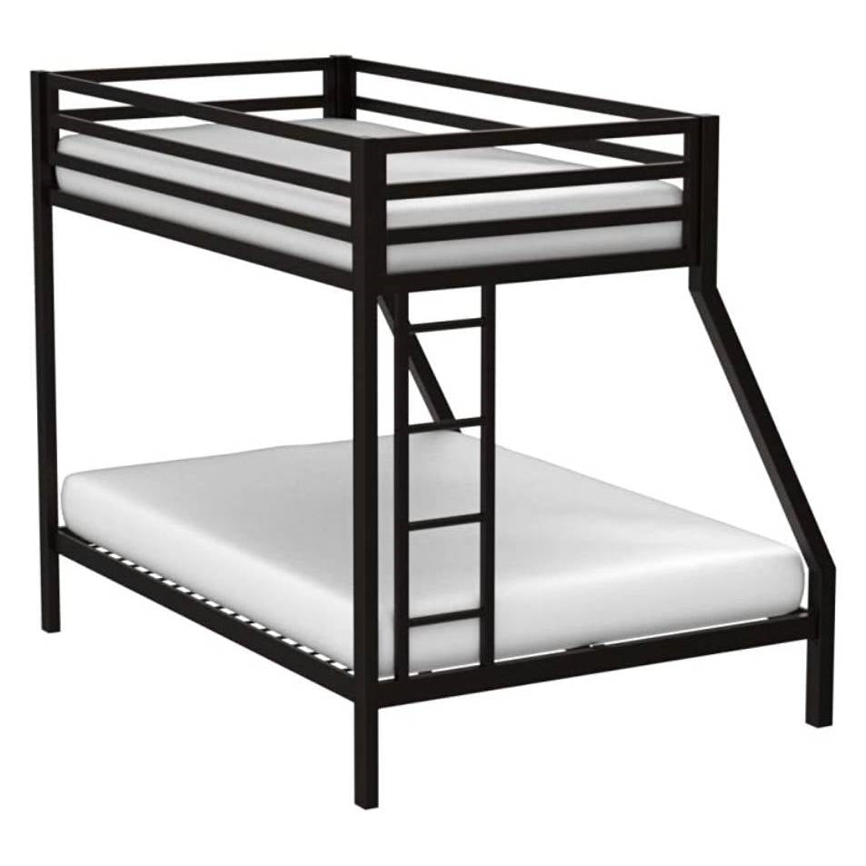 Twin over Full Modern Metal Bunk Bed in Matte Black Finish Image 1