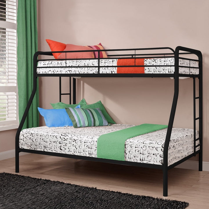 Twin over Full size Bunk Bed in Sturdy Black Metal Image 1