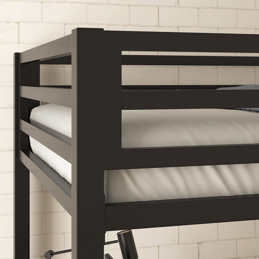 Twin over Full Modern Metal Bunk Bed in Matte Black Finish Image 4