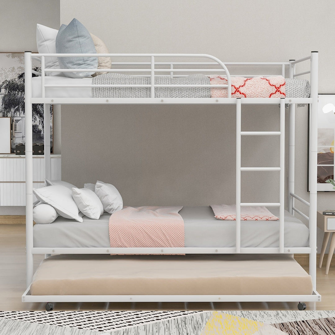 White Twin over Twin Traditional Steel Bunk Bed Image 2