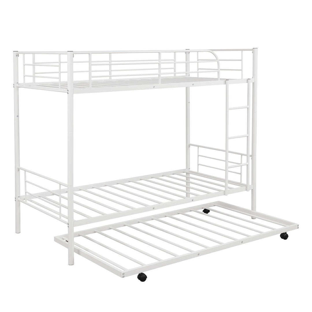 White Twin over Twin Traditional Steel Bunk Bed Image 4