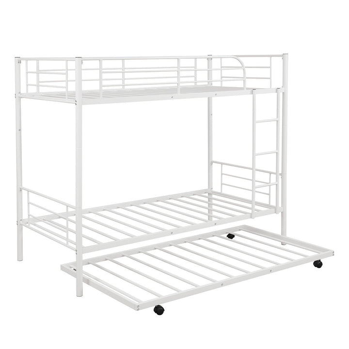 White Twin over Twin Traditional Steel Bunk Bed Image 4