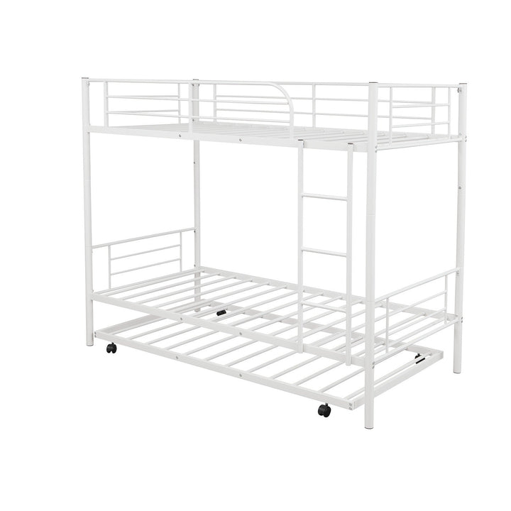 White Twin over Twin Traditional Steel Bunk Bed Image 9