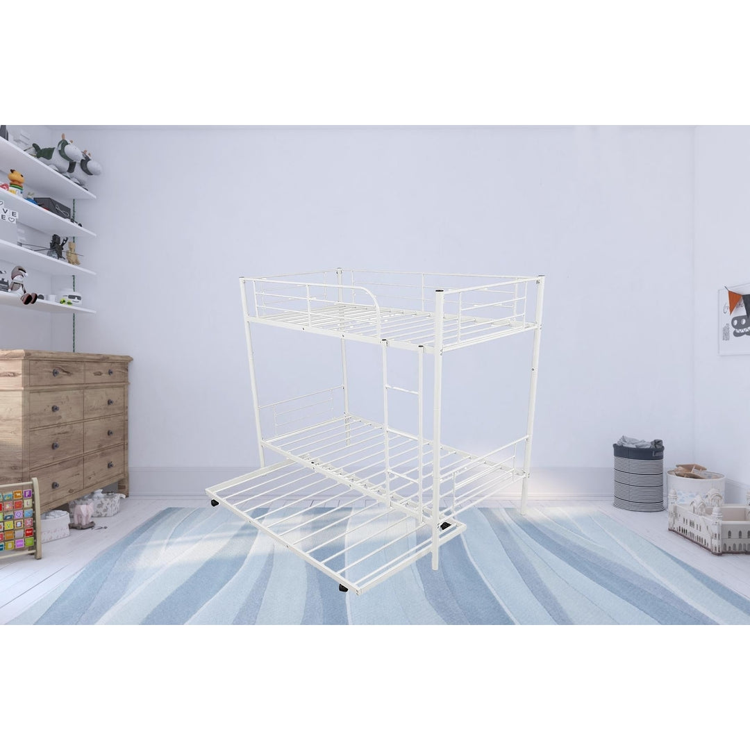 White Twin over Twin Traditional Steel Bunk Bed Image 10