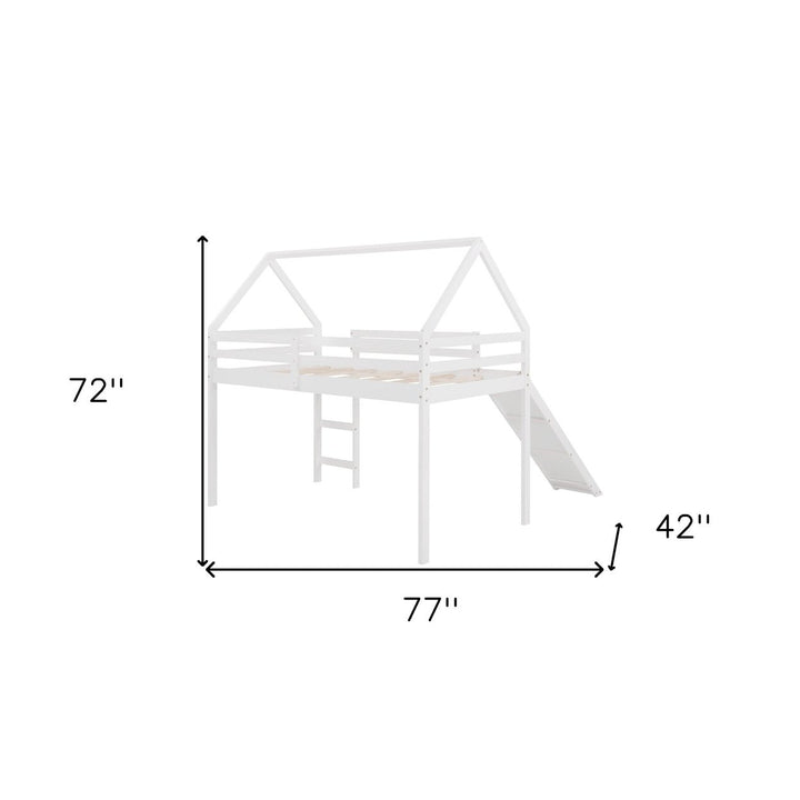 White Twin Size Slide House Loft Bed Image 10