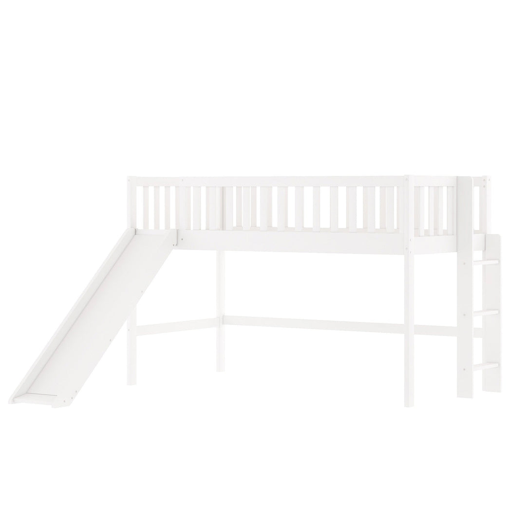 White Twin Traditional Manufactured Wood and Solid Wood Bunk Bed Image 4