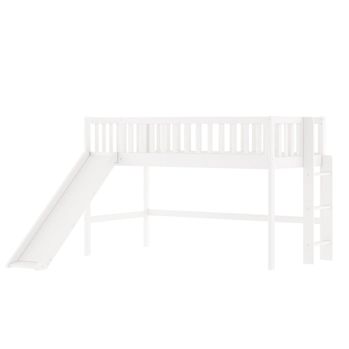 White Twin Traditional Manufactured Wood and Solid Wood Bunk Bed Image 4