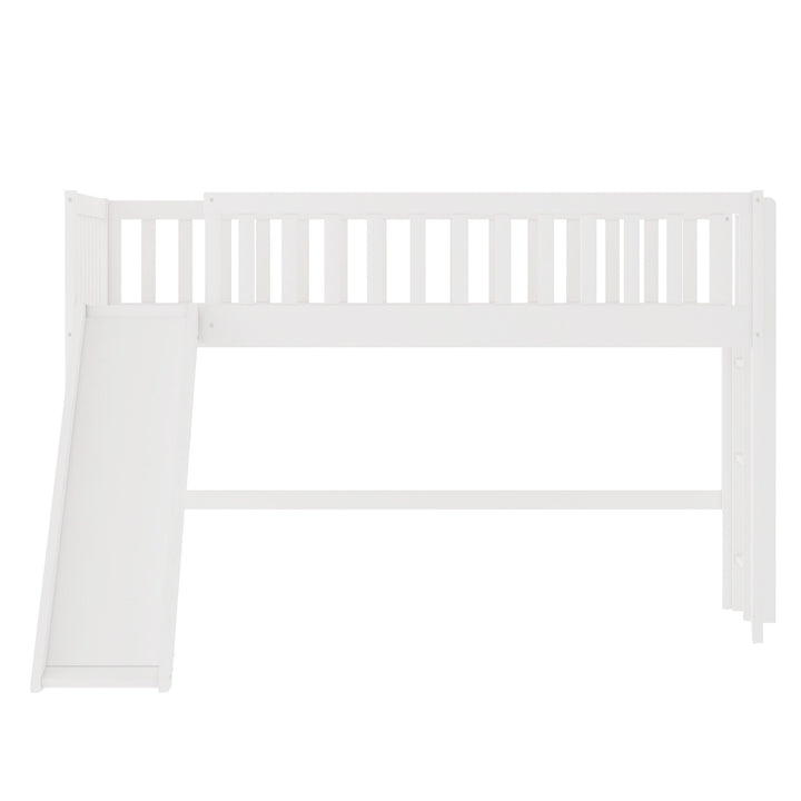 White Twin Traditional Manufactured Wood and Solid Wood Bunk Bed Image 6