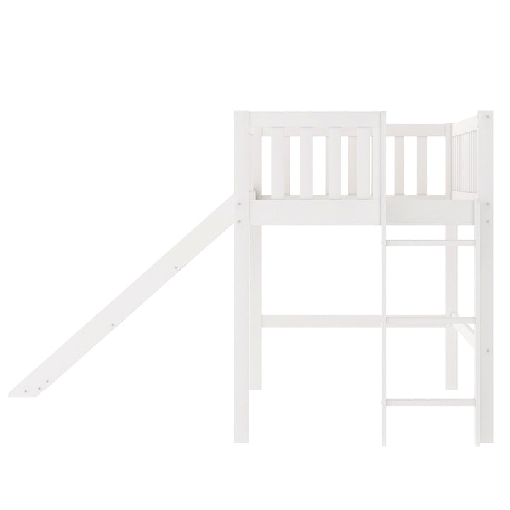 White Twin Traditional Manufactured Wood and Solid Wood Bunk Bed Image 8