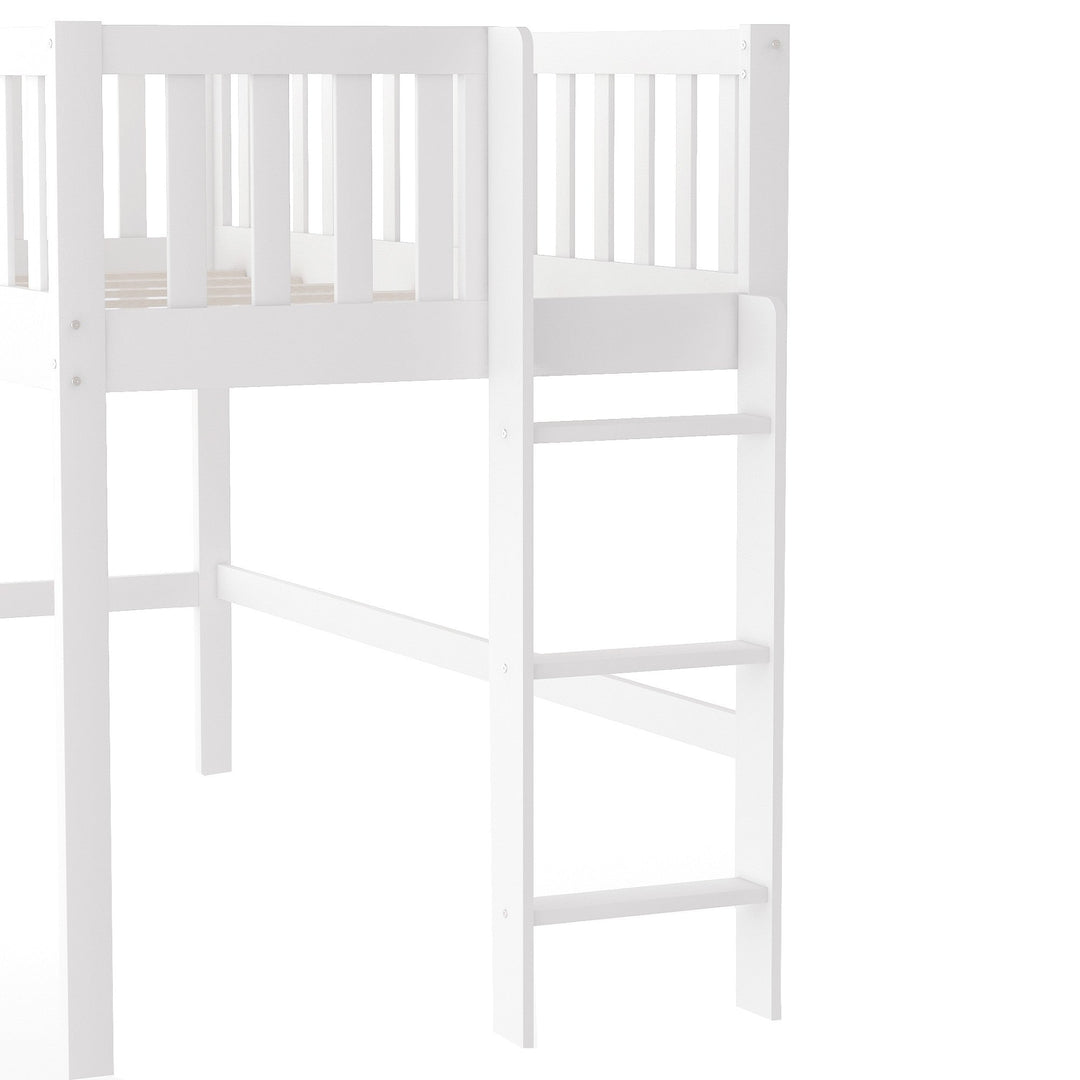 White Twin Traditional Manufactured Wood and Solid Wood Bunk Bed Image 9