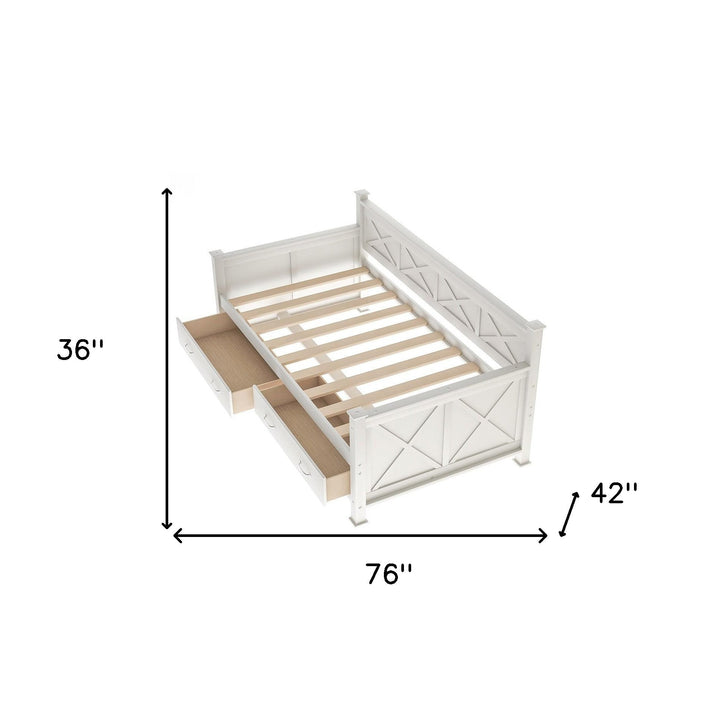 White Twin Two Drawers Bed Image 7