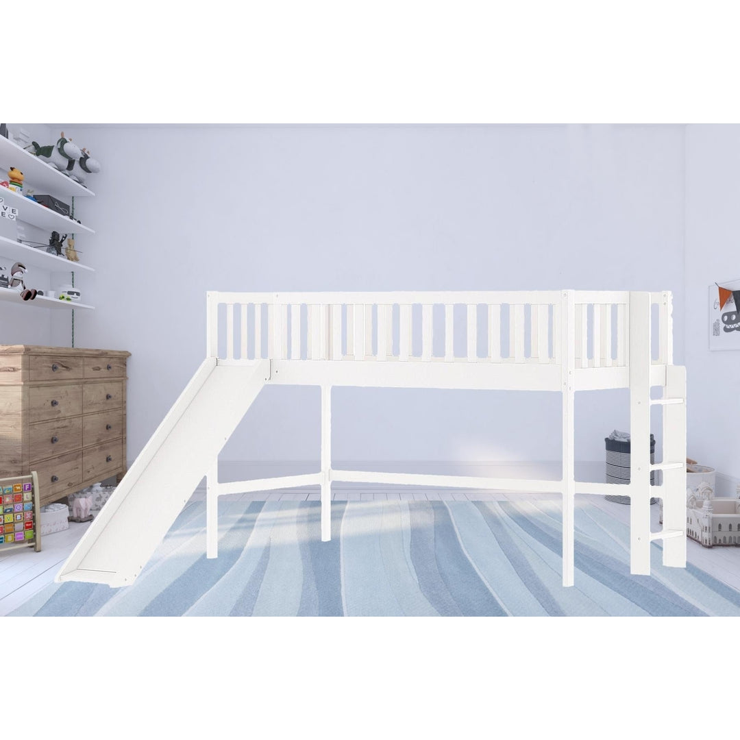 White Twin Traditional Manufactured Wood and Solid Wood Bunk Bed Image 11