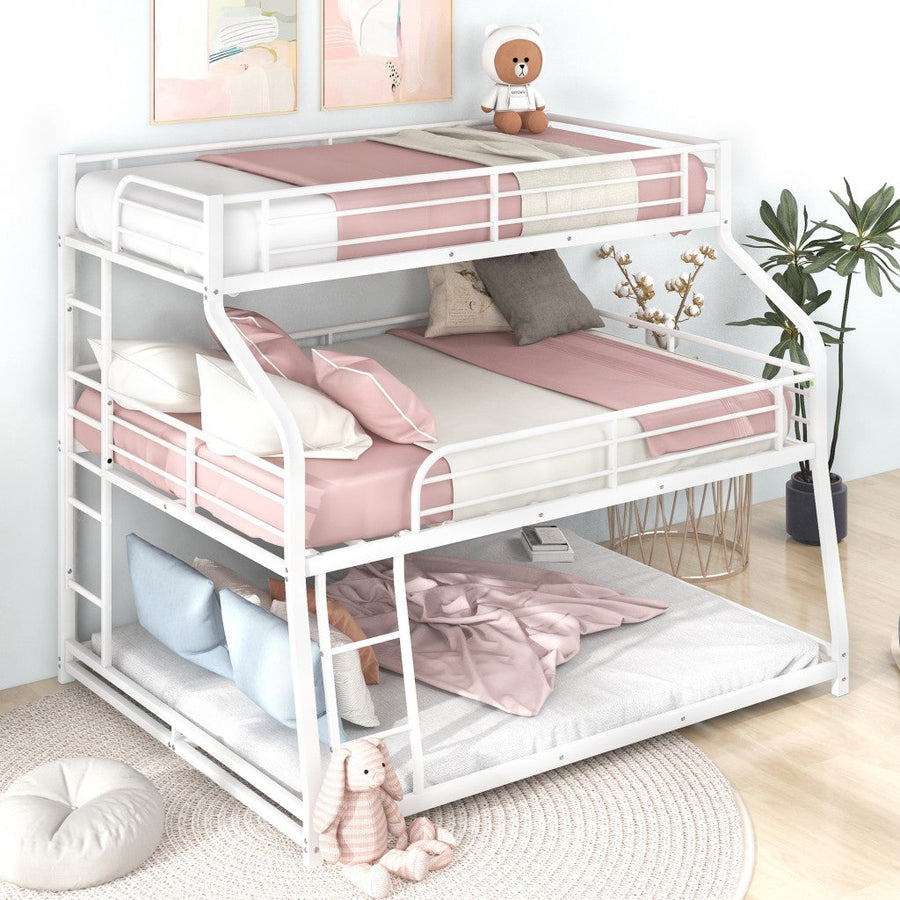 White Twin XL over Full XL over Queen Size Bunk Bed Image 1