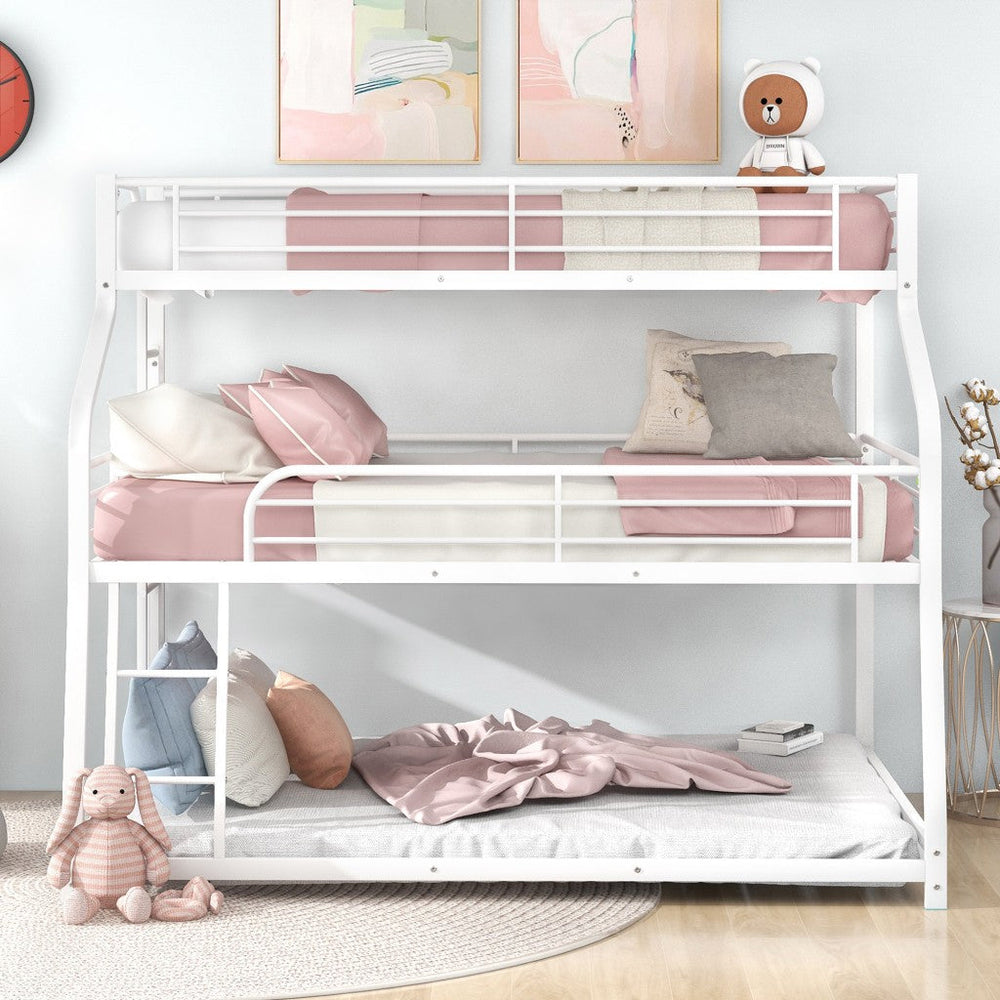 White Twin XL over Full XL over Queen Size Bunk Bed Image 2